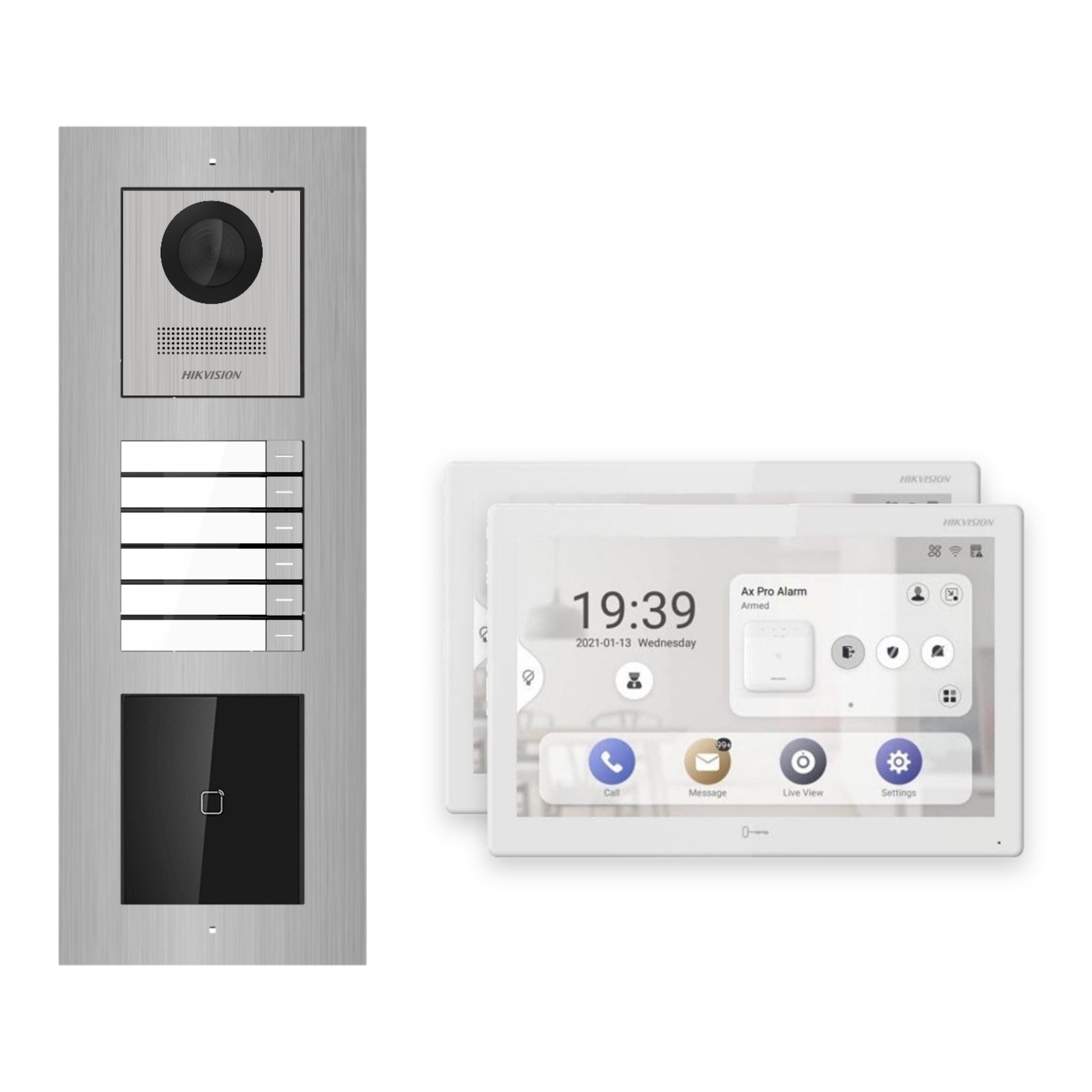 Hikvision PoE Video-Türsprechanlage 2-Familienhaus – Komplett-Set mit Kartenleser, DS-KH9510-WTE1(B), Unterputz Hikvision PoE Video-Türsprechanlage 2-Familienhaus – Komplett-Set mit Kartenleser, DS-KH9510-WTE1(B), Unterputz – Türstation und Innenstation