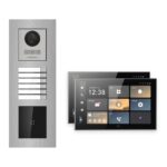 Hikvision PoE Video-Türsprechanlage 2-Familienhaus – Komplett-Set mit Kartenleser, DS-KH9570-WTE1/S, Unterputz – Türstation und Innenstation