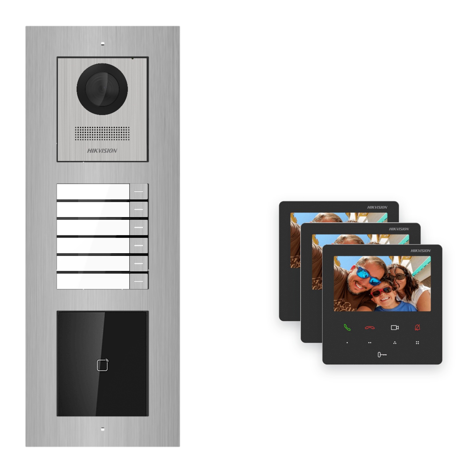 Hikvision PoE Video-Türsprechanlage 3-Familienhaus – Komplett-Set mit Kartenleser, DS-KH6110-WE1, Unterputz Hikvision PoE Video-Türsprechanlage 3-Familienhaus – Komplett-Set mit Kartenleser, DS-KH6110-WE1, Unterputz – Türstation und Innenstation