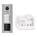 Hikvision PoE Video-Türsprechanlage 3-Familienhaus – Komplett-Set mit Kartenleser, DS-KH9310-WTE1(B), Unterputz – Türstation und Innenstation