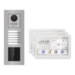 Hikvision PoE Video-Türsprechanlage 3-Familienhaus – Komplett-Set mit Kartenleser, DS-KH9510-WTE1(B), Unterputz – Türstation und Innenstation