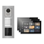 Hikvision PoE Video-Türsprechanlage 3-Familienhaus – Komplett-Set mit Kartenleser, DS-KH9570-WTE1/S, Unterputz – Türstation und Innenstation