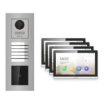 Hikvision PoE Video-Türsprechanlage 4-Familienhaus – Komplett-Set mit Kartenleser, DS-KH6350-WTE1, Unterputz – Türstation und Innenstation
