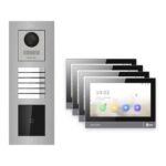 Hikvision PoE Video-Türsprechanlage 4-Familienhaus – Komplett-Set mit Kartenleser, DS-KH8381-WTE1, Unterputz – Türstation und Innenstation