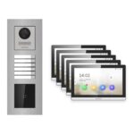 Hikvision PoE Video-Türsprechanlage 5-Familienhaus – Komplett-Set mit Kartenleser, DS-KH6350-WTE1, Unterputz – Türstation und Innenstation