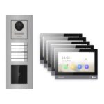 Hikvision PoE Video-Türsprechanlage 5-Familienhaus – Komplett-Set mit Kartenleser, DS-KH8381-WTE1, Unterputz – Türstation und Innenstation