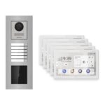 Hikvision PoE Video-Türsprechanlage 5-Familienhaus – Komplett-Set mit Kartenleser, DS-KH9510-WTE1(B), Unterputz – Türstation und Innenstation