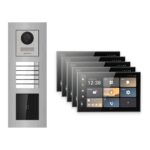 Hikvision PoE Video-Türsprechanlage 5-Familienhaus – Komplett-Set mit Kartenleser, DS-KH9570-WTE1/S, Unterputz – Türstation und Innenstation