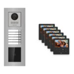 Hikvision PoE Video-Türsprechanlage 6-Familienhaus – Komplett-Set mit Kartenleser, DS-KH6110-WE1, Unterputz – Türstation und Innenstation