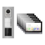 Hikvision PoE Video-Türsprechanlage 6-Familienhaus – Komplett-Set mit Kartenleser, DS-KH8381-WTE1, Unterputz – Türstation und Innenstation
