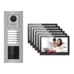 Hikvision PoE Video-Türsprechanlage 6-Familienhaus – Komplett-Set mit Kartenleser, DS-KH8520-WTE1, Unterputz – Türstation und Innenstation