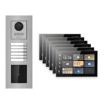 Hikvision PoE Video-Türsprechanlage 6-Familienhaus – Komplett-Set mit Kartenleser, DS-KH9570-WTE1/S, Unterputz – Türstation und Innenstation