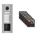 Hikvision PoE Video-Türsprechanlage 7-Familienhaus – Komplett-Set mit Kartenleser, DS-KH6110-WE1, Unterputz – Türstation und Innenstation