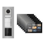 Hikvision PoE Video-Türsprechanlage 7-Familienhaus – Komplett-Set mit Kartenleser, DS-KH9570-WTE1/S, Unterputz – Türstation und Innenstation