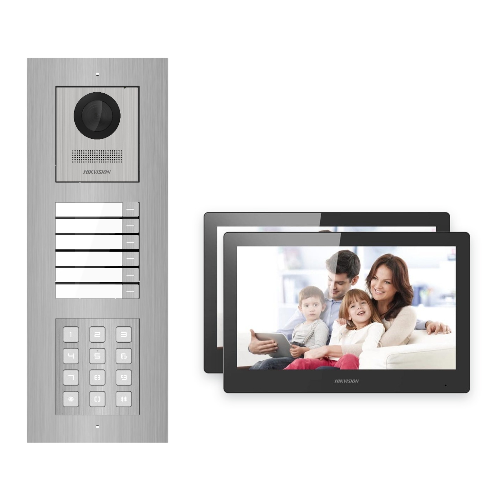 Hikvision PoE Video-Türsprechanlage 2-Familienhaus – Komplett-Set mit Zahlencode, DS-KH8520-WTE1, Unterputz Hikvision PoE Video-Türsprechanlage 2-Familienhaus – Komplett-Set mit Zahlencode, DS-KH8520-WTE1, Unterputz – Türstation und Innenstation