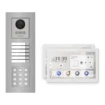 Hikvision PoE Video-Türsprechanlage 2-Familienhaus – Komplett-Set mit Zahlencode, DS-KH9510-WTE1(B), Unterputz – Türstation und Innenstation