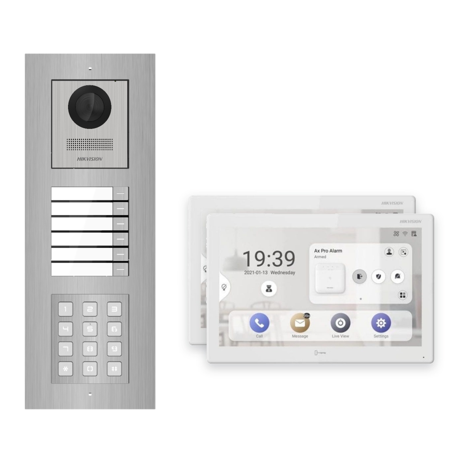 Hikvision PoE Video-Türsprechanlage 2-Familienhaus – Komplett-Set mit Zahlencode, DS-KH9510-WTE1(B), Unterputz Hikvision PoE Video-Türsprechanlage 2-Familienhaus – Komplett-Set mit Zahlencode, DS-KH9510-WTE1(B), Unterputz – Türstation und Innenstation