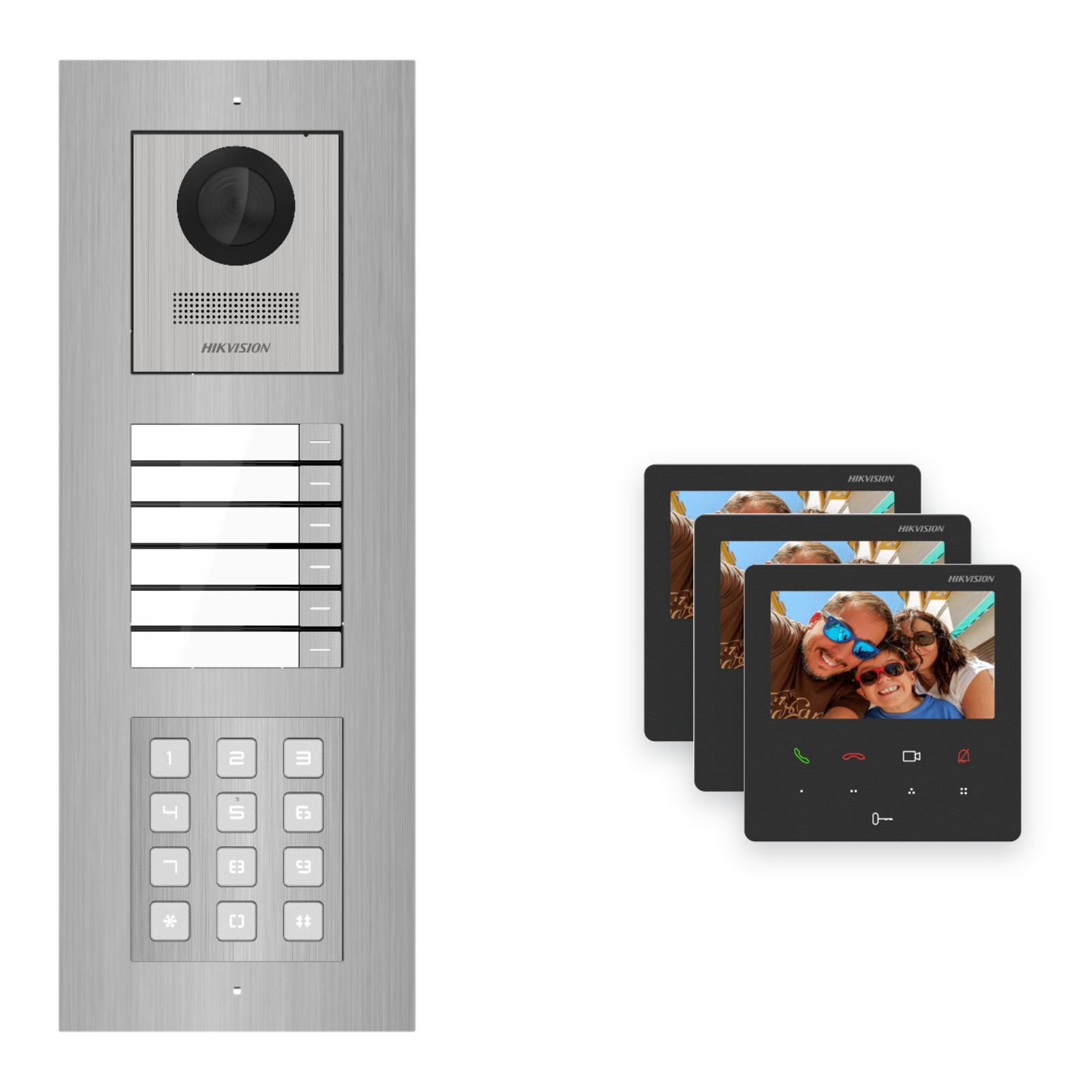 Hikvision PoE Video-Türsprechanlage 3-Familienhaus – Komplett-Set mit Zahlencode, DS-KH6110-WE1, Unterputz Hikvision PoE Video-Türsprechanlage 3-Familienhaus – Komplett-Set mit Zahlencode, DS-KH6110-WE1, Unterputz – Türstation und Innenstation