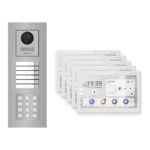 Hikvision PoE Video-Türsprechanlage 5-Familienhaus – Komplett-Set mit Zahlencode, DS-KH9510-WTE1(B), Unterputz – Türstation und Innenstation