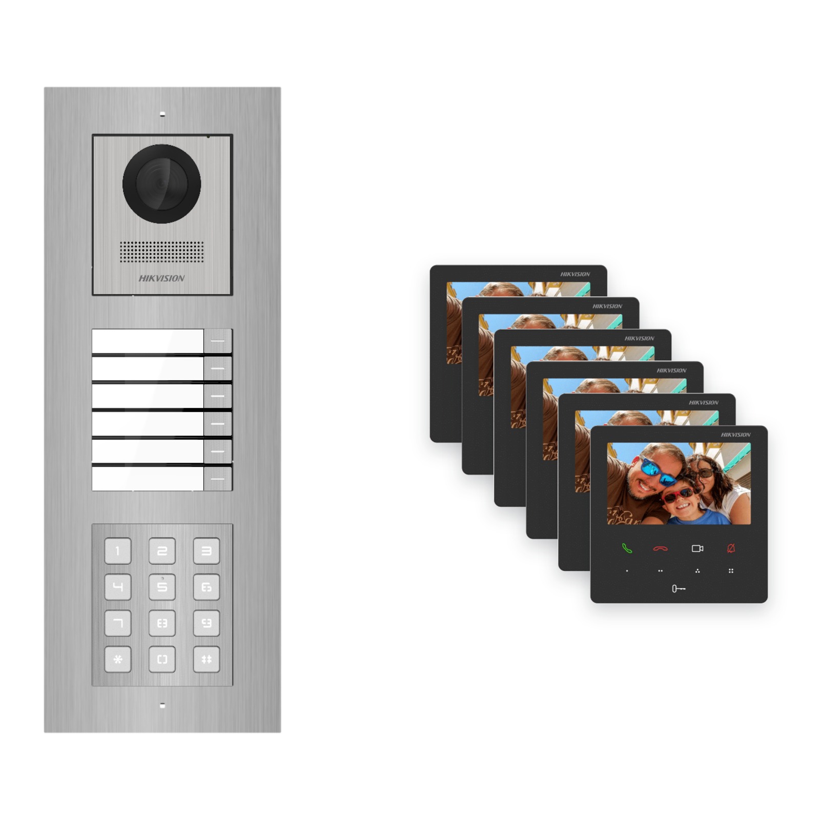 Hikvision PoE Video-Türsprechanlage 6-Familienhaus – Komplett-Set mit Zahlencode, DS-KH6110-WE1, Unterputz Hikvision PoE Video-Türsprechanlage 6-Familienhaus – Komplett-Set mit Zahlencode, DS-KH6110-WE1, Unterputz – Türstation und Innenstation