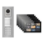 Hikvision PoE Video-Türsprechanlage 6-Familienhaus – Komplett-Set mit Zahlencode, DS-KH9570-WTE1/S, Unterputz – Türstation und Innenstation