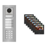 Hikvision PoE Video-Türsprechanlage 7-Familienhaus – Komplett-Set mit Zahlencode, DS-KH6110-WE1, Unterputz – Türstation und Innenstation