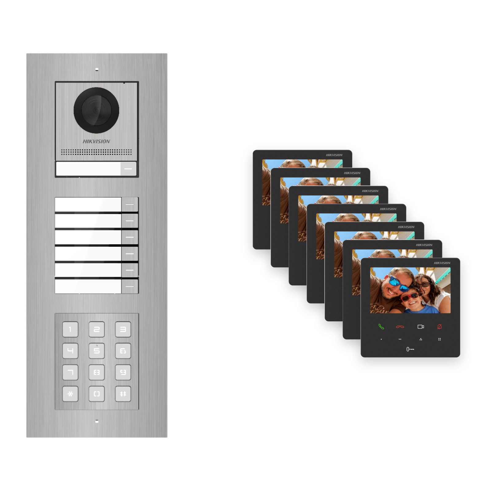 Hikvision PoE Video-Türsprechanlage 7-Familienhaus – Komplett-Set mit Zahlencode, DS-KH6110-WE1, Unterputz Hikvision PoE Video-Türsprechanlage 7-Familienhaus – Komplett-Set mit Zahlencode, DS-KH6110-WE1, Unterputz – Türstation und Innenstation