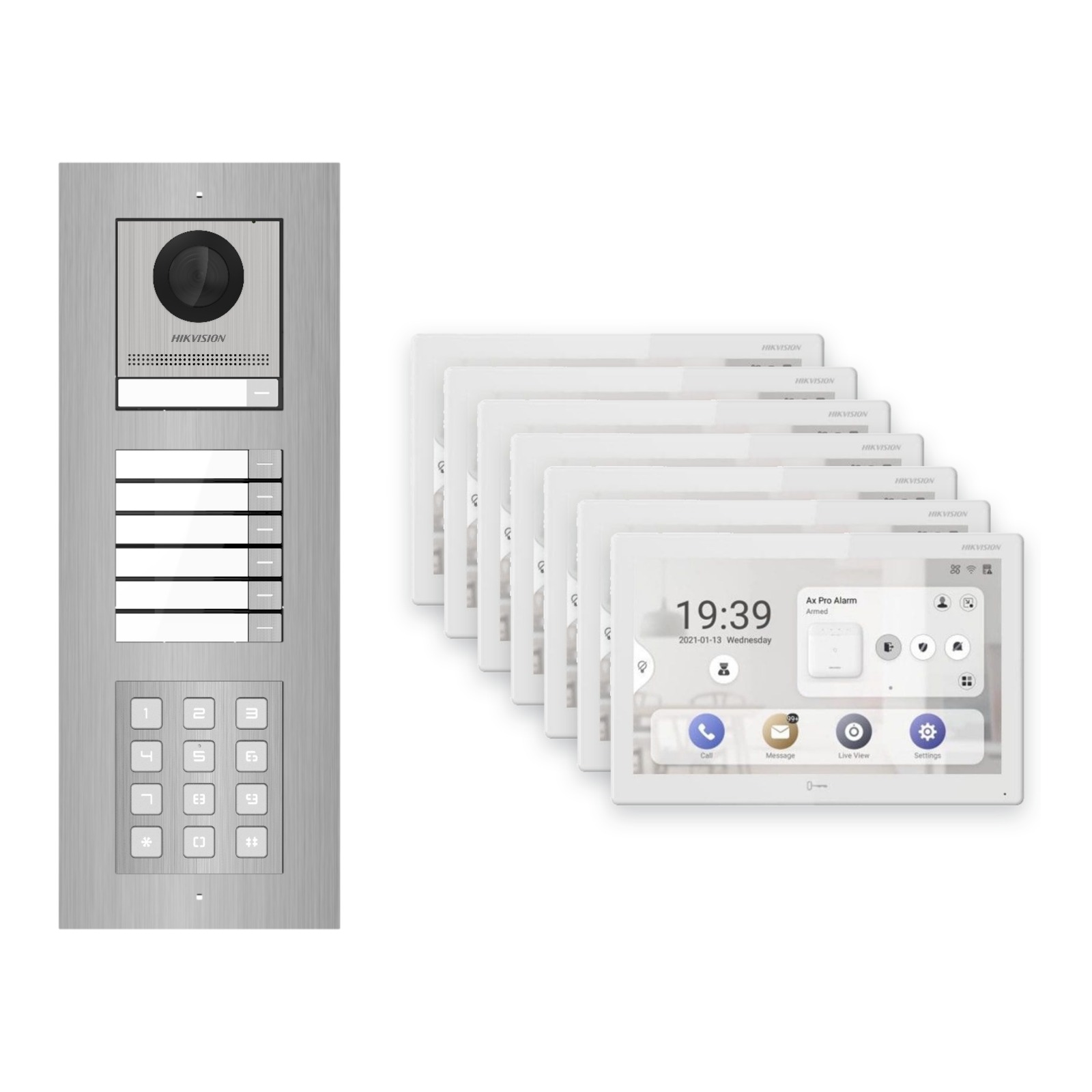Hikvision PoE Video-Türsprechanlage 7-Familienhaus – Komplett-Set mit Zahlencode, DS-KH9510-WTE1(B), Unterputz Hikvision PoE Video-Türsprechanlage 7-Familienhaus – Komplett-Set mit Zahlencode, DS-KH9510-WTE1(B), Unterputz – Türstation und Innenstation