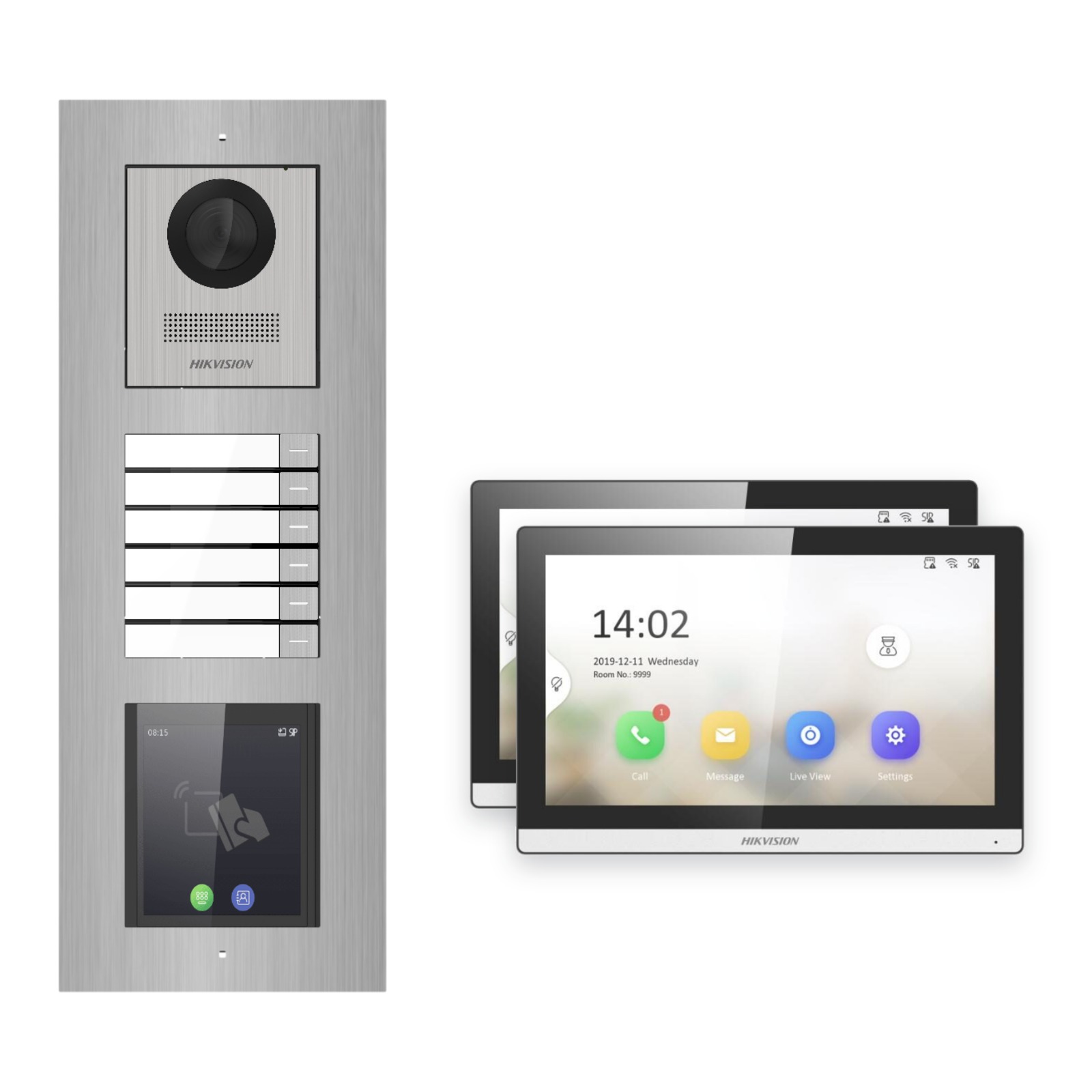 Hikvision PoE Video-Türsprechanlage 2-Familienhaus – Komplett-Set mit Touch-Display, DS-KH6350-WTE1, Unterputz Hikvision PoE Video-Türsprechanlage 2-Familienhaus – Komplett-Set mit Touch-Display, DS-KH6350-WTE1, Unterputz – Türstation und Innenstation