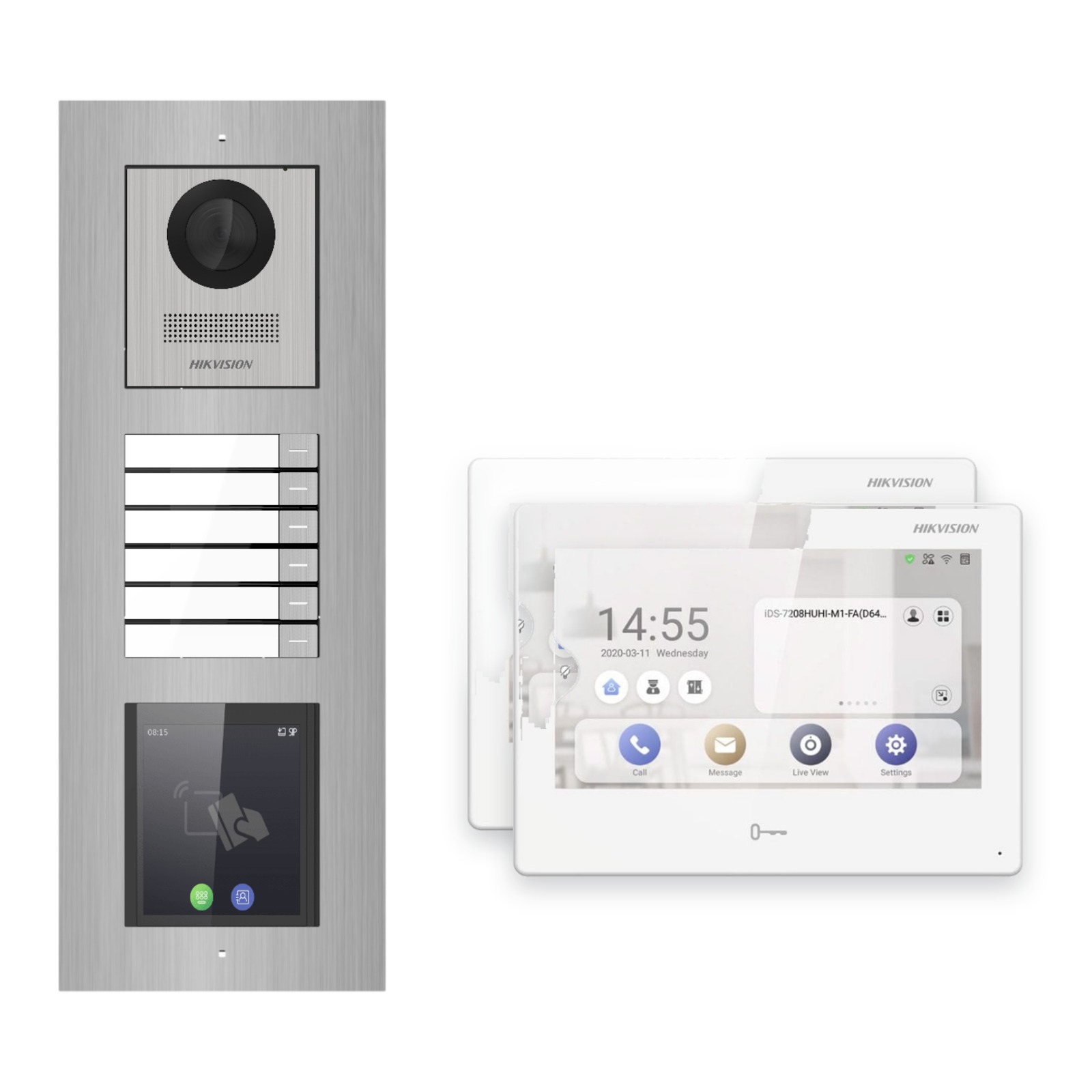 Hikvision PoE Video-Türsprechanlage 2-Familienhaus – Komplett-Set mit Touch-Display, DS-KH9310-WTE1(B), Unterputz Hikvision PoE Video-Türsprechanlage 2-Familienhaus – Komplett-Set mit Touch-Display, DS-KH9310-WTE1(B), Unterputz – Türstation und Innenstation