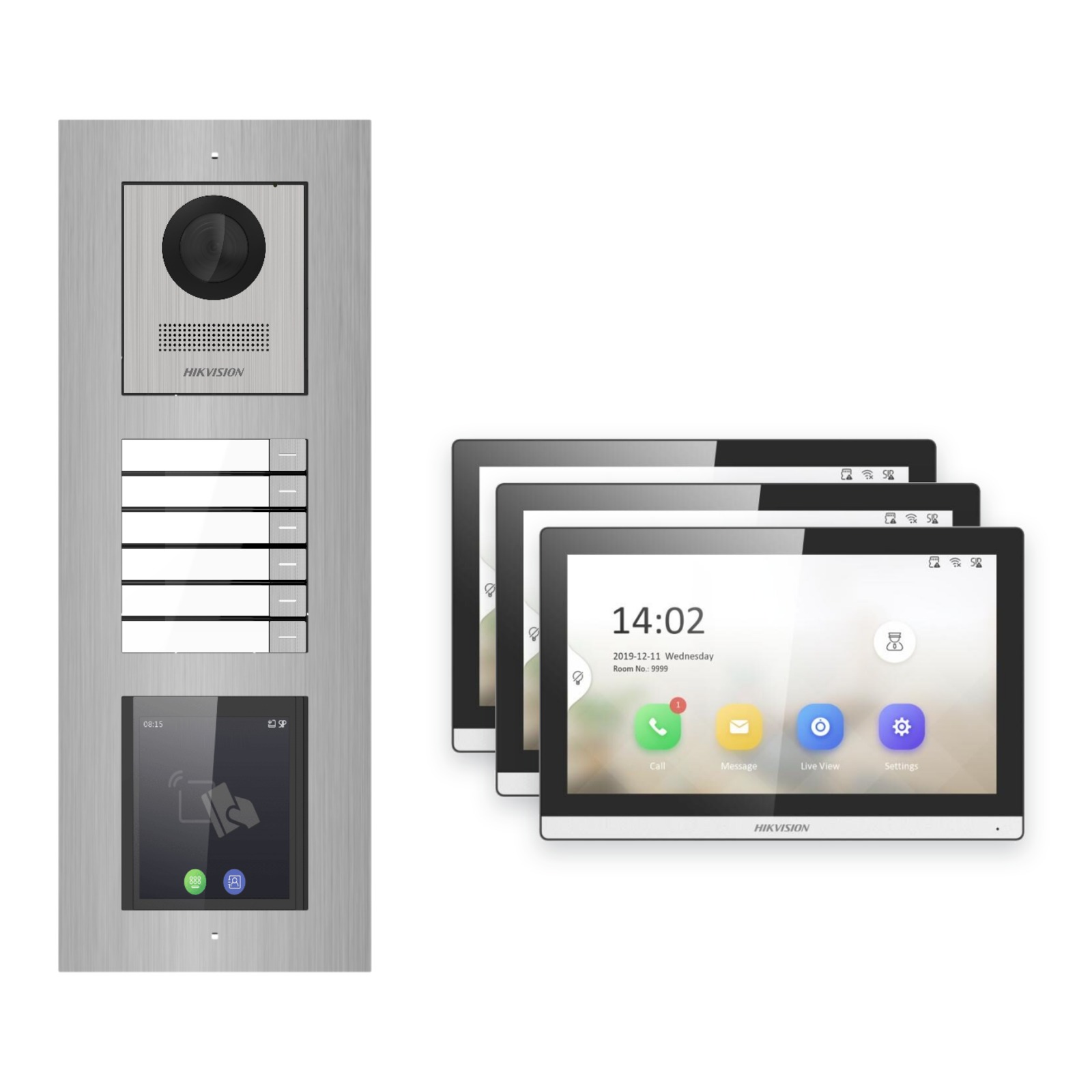 Hikvision PoE Video-Türsprechanlage 3-Familienhaus – Komplett-Set mit Touch-Display, DS-KH6350-WTE1, Unterputz Hikvision PoE Video-Türsprechanlage 3-Familienhaus – Komplett-Set mit Touch-Display, DS-KH6350-WTE1, Unterputz – Türstation und Innenstation