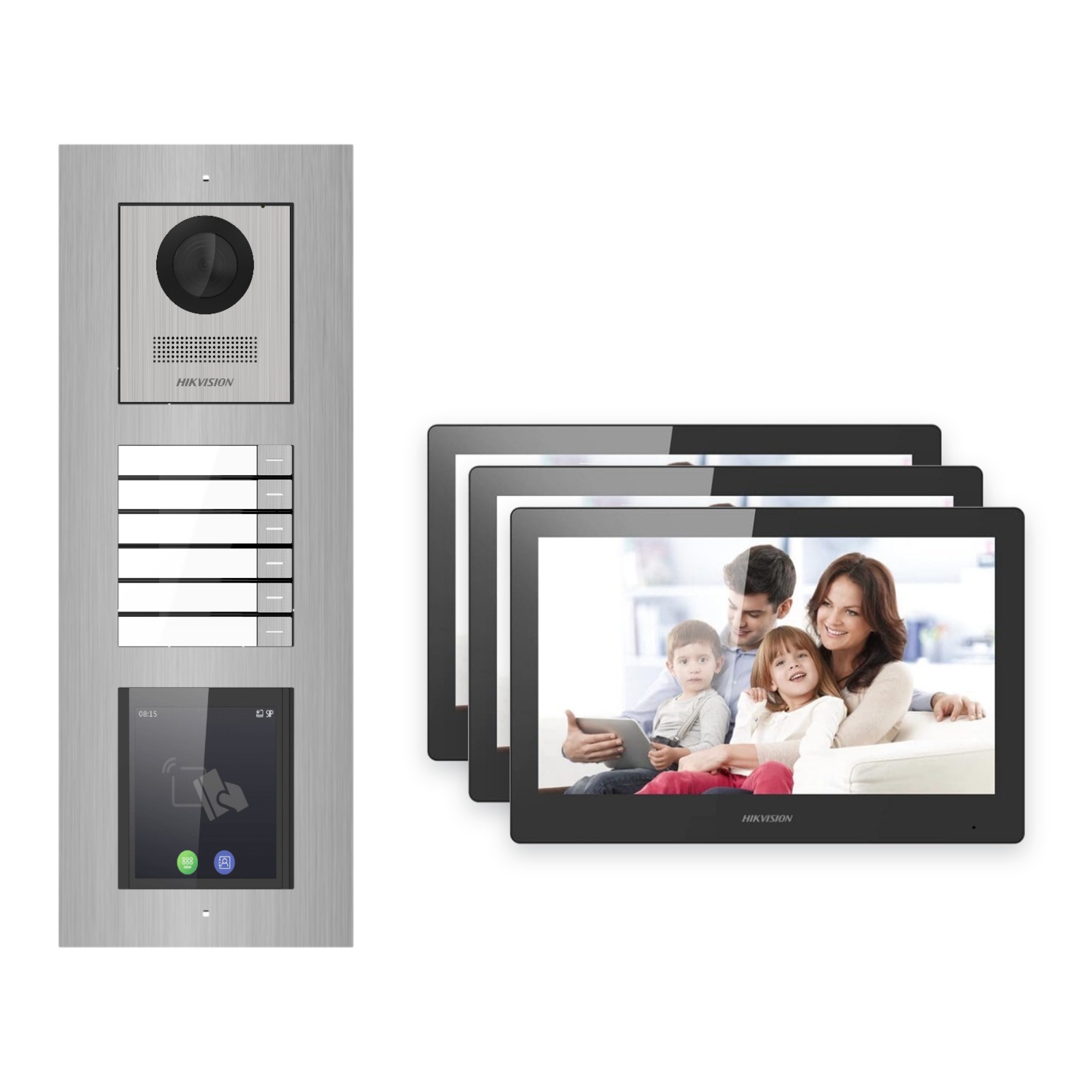 Hikvision PoE Video-Türsprechanlage 3-Familienhaus – Komplett-Set mit Touch-Display, DS-KH8520-WTE1, Unterputz Hikvision PoE Video-Türsprechanlage 3-Familienhaus – Komplett-Set mit Touch-Display, DS-KH8520-WTE1, Unterputz – Türstation und Innenstation