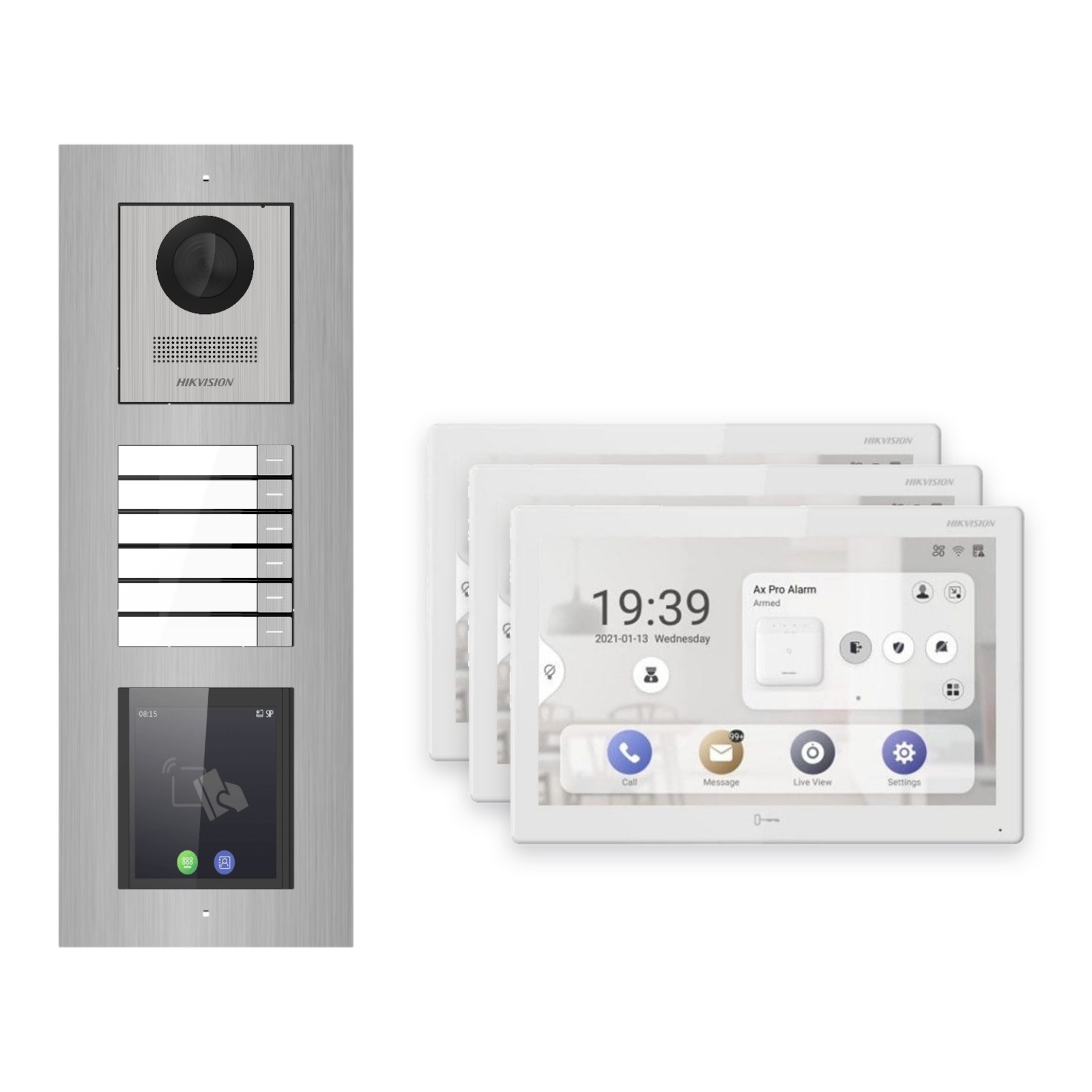 Hikvision PoE Video-Türsprechanlage 3-Familienhaus – Komplett-Set mit Touch-Display, DS-KH9510-WTE1(B), Unterputz Hikvision PoE Video-Türsprechanlage 3-Familienhaus – Komplett-Set mit Touch-Display, DS-KH9510-WTE1(B), Unterputz – Türstation und Innenstation