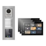 Hikvision PoE Video-Türsprechanlage 3-Familienhaus – Komplett-Set mit Touch-Display, DS-KH9570-WTE1/S, Unterputz – Türstation und Innenstation
