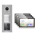 Hikvision PoE Video-Türsprechanlage 4-Familienhaus – Komplett-Set mit Touch-Display, DS-KH6350-WTE1, Unterputz – Türstation und Innenstation