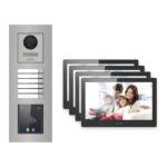 Hikvision PoE Video-Türsprechanlage 4-Familienhaus – Komplett-Set mit Touch-Display, DS-KH8520-WTE1, Unterputz – Türstation und Innenstation