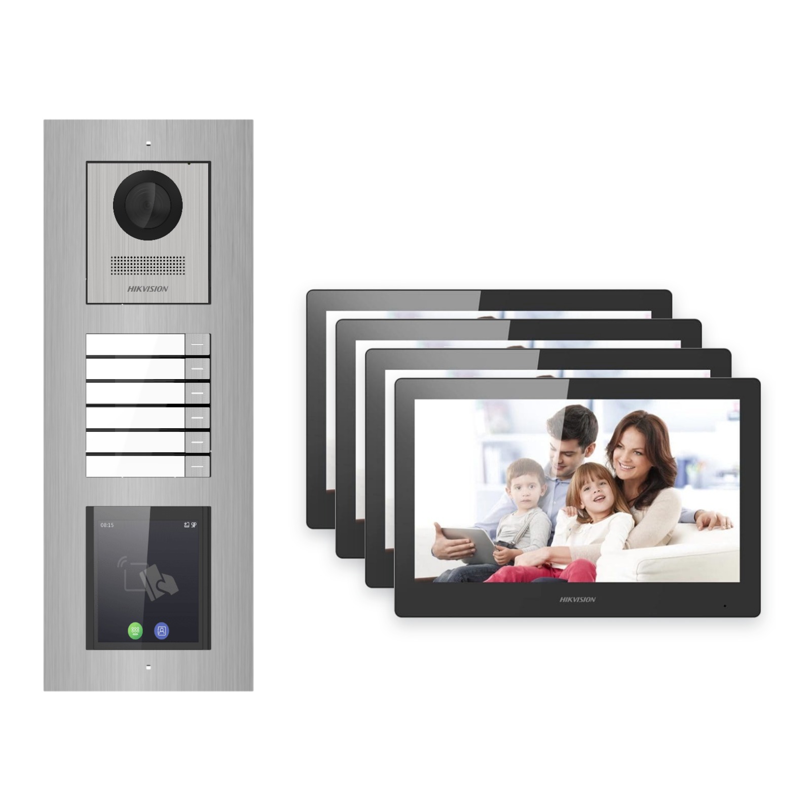 Hikvision PoE Video-Türsprechanlage 4-Familienhaus – Komplett-Set mit Touch-Display, DS-KH8520-WTE1, Unterputz Hikvision PoE Video-Türsprechanlage 4-Familienhaus – Komplett-Set mit Touch-Display, DS-KH8520-WTE1, Unterputz – Türstation und Innenstation