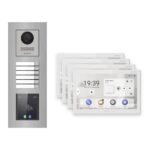 Hikvision PoE Video-Türsprechanlage 4-Familienhaus – Komplett-Set mit Touch-Display, DS-KH9510-WTE1(B), Unterputz – Türstation und Innenstation