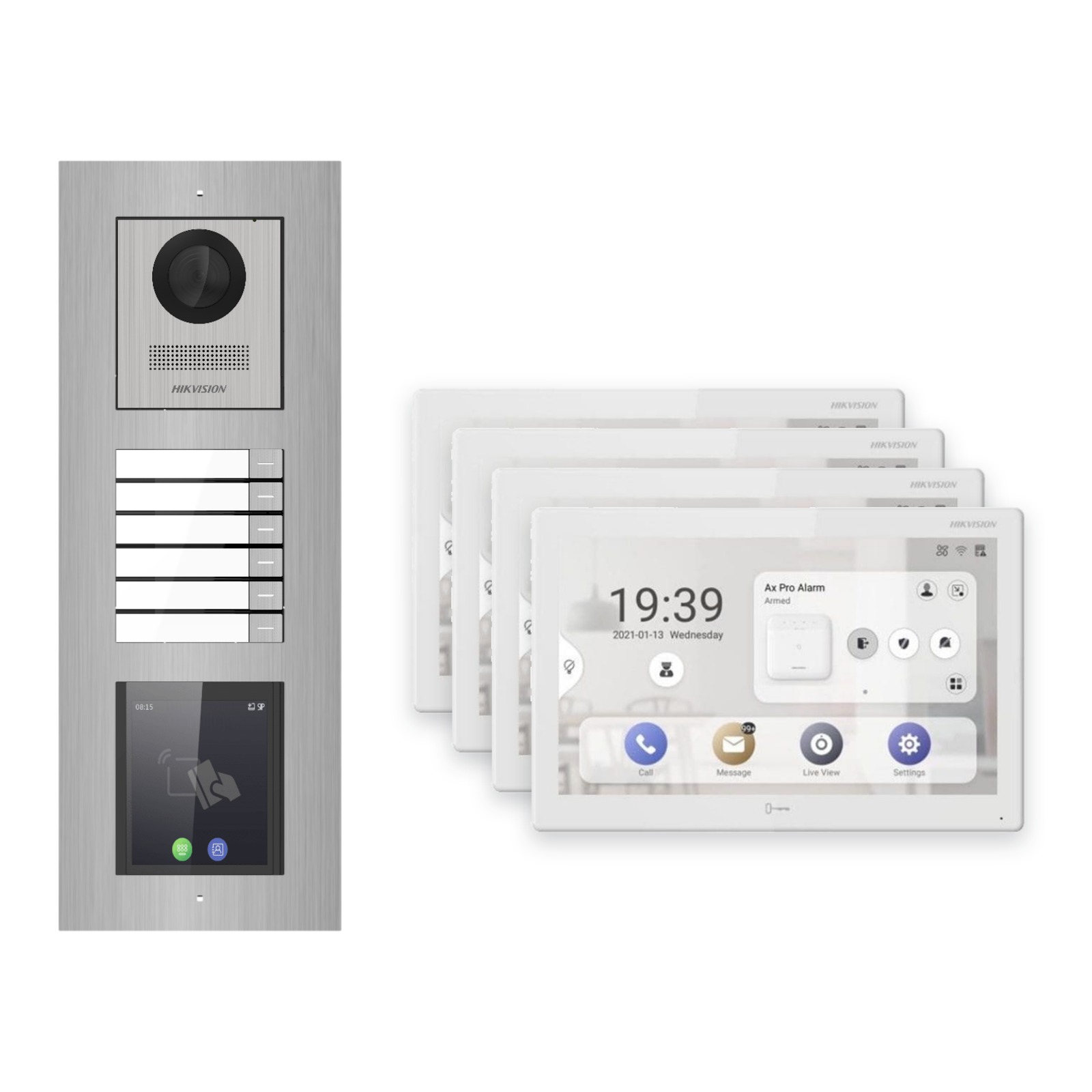 Hikvision PoE Video-Türsprechanlage 4-Familienhaus – Komplett-Set mit Touch-Display, DS-KH9510-WTE1(B), Unterputz Hikvision PoE Video-Türsprechanlage 4-Familienhaus – Komplett-Set mit Touch-Display, DS-KH9510-WTE1(B), Unterputz – Türstation und Innenstation