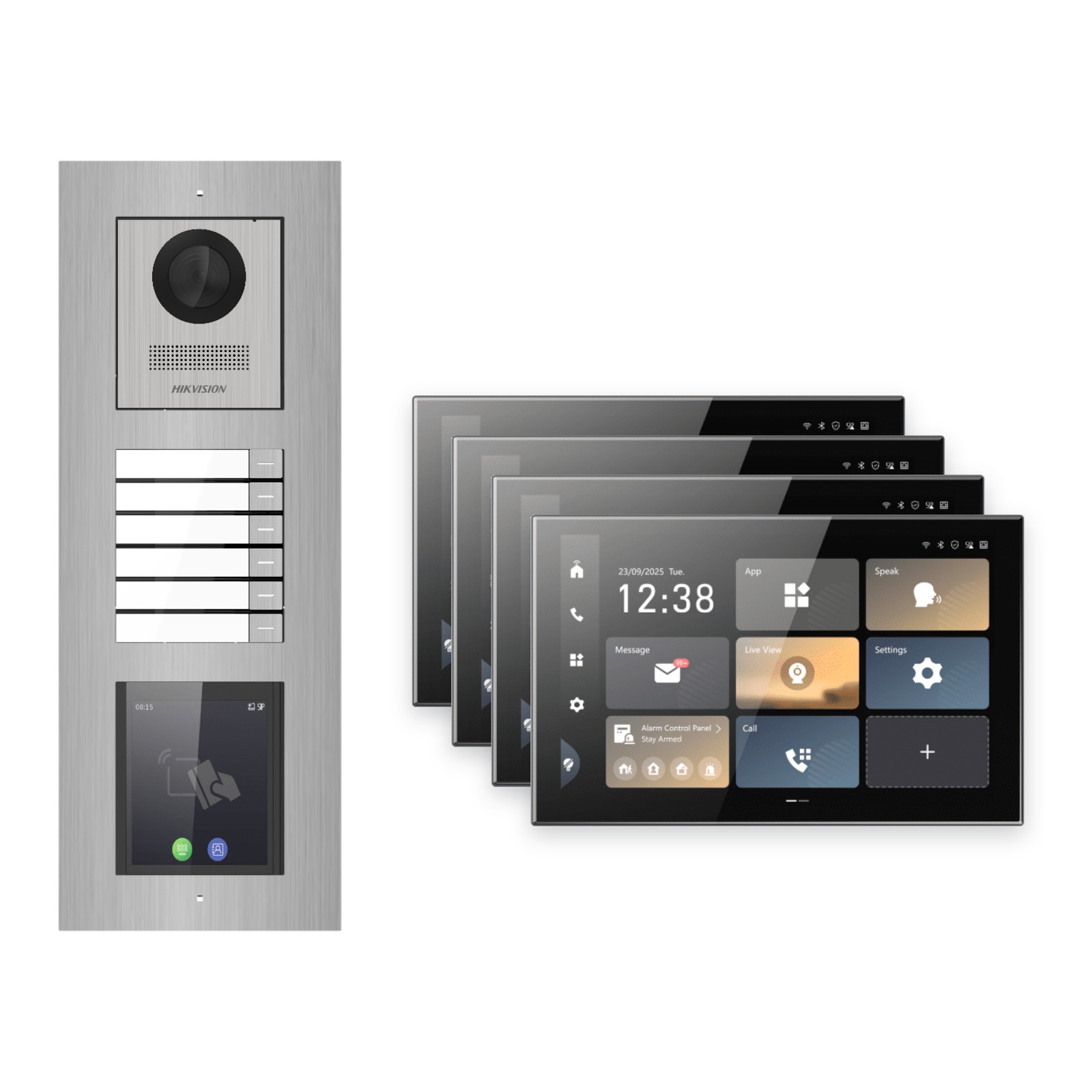 Hikvision PoE Video-Türsprechanlage 4-Familienhaus – Komplett-Set mit Touch-Display, DS-KH9570-WTE1/S, Unterputz Hikvision PoE Video-Türsprechanlage 4-Familienhaus – Komplett-Set mit Touch-Display, DS-KH9570-WTE1/S, Unterputz – Türstation und Innenstation
