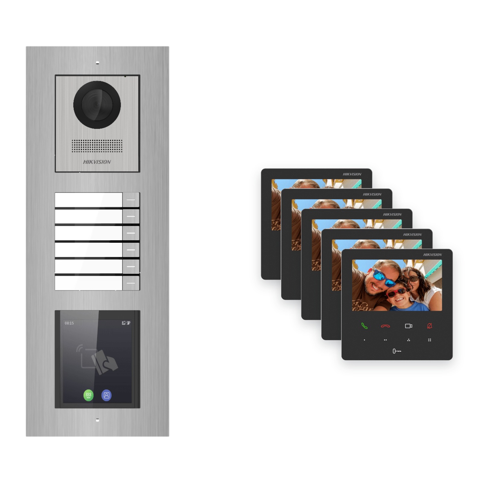 Hikvision PoE Video-Türsprechanlage 5-Familienhaus – Komplett-Set mit Touch-Display, DS-KH6110-WE1, Unterputz Hikvision PoE Video-Türsprechanlage 5-Familienhaus – Komplett-Set mit Touch-Display, DS-KH6110-WE1, Unterputz – Türstation und Innenstation