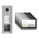 Hikvision PoE Video-Türsprechanlage 5-Familienhaus – Komplett-Set mit Touch-Display, DS-KH8381-WTE1, Unterputz – Türstation und Innenstation