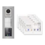 Hikvision PoE Video-Türsprechanlage 5-Familienhaus – Komplett-Set mit Touch-Display, DS-KH9310-WTE1(B), Unterputz – Türstation und Innenstation