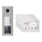 Hikvision PoE Video-Türsprechanlage 5-Familienhaus – Komplett-Set mit Touch-Display, DS-KH9510-WTE1(B), Unterputz – Türstation und Innenstation