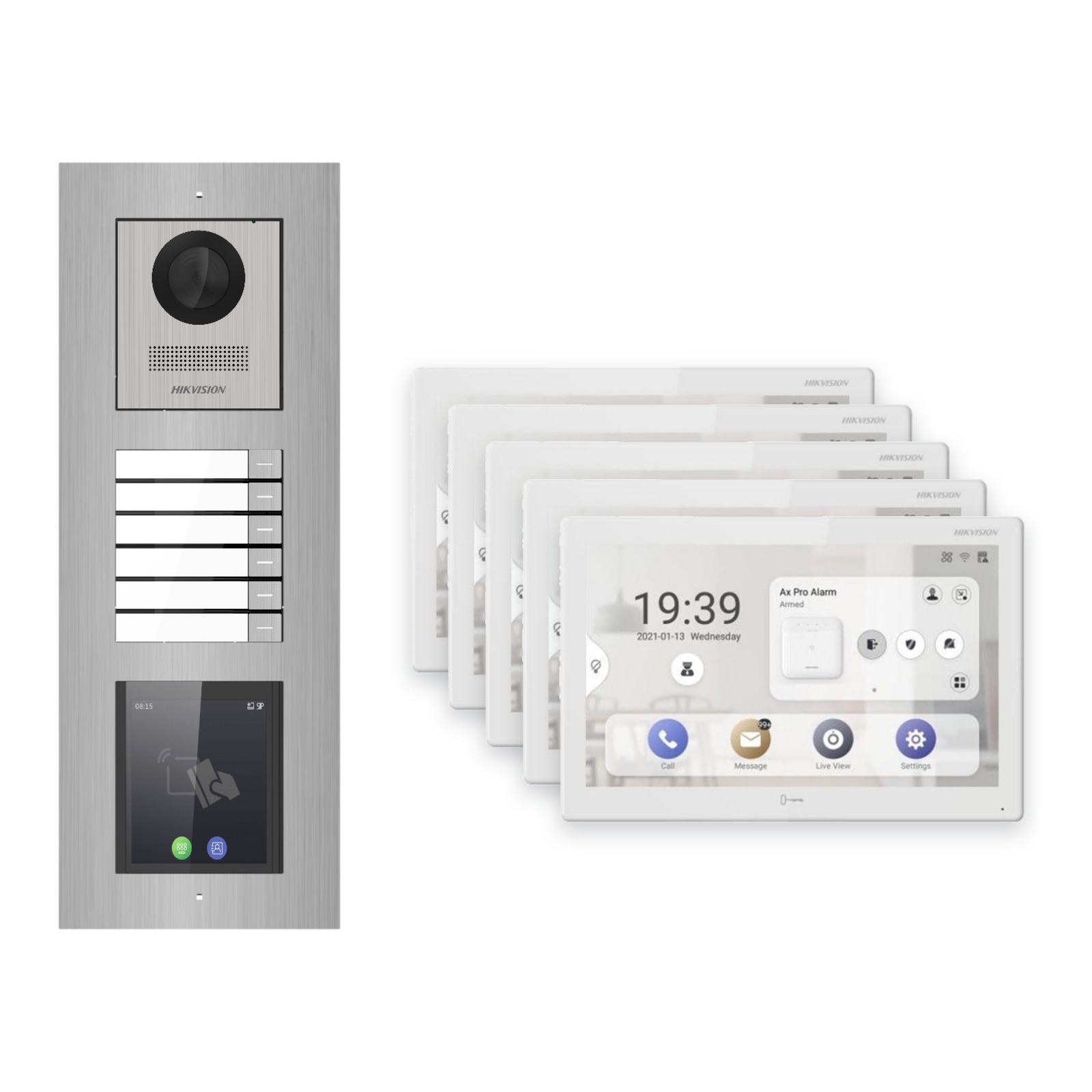 Hikvision PoE Video-Türsprechanlage 5-Familienhaus – Komplett-Set mit Touch-Display, DS-KH9510-WTE1(B), Unterputz Hikvision PoE Video-Türsprechanlage 5-Familienhaus – Komplett-Set mit Touch-Display, DS-KH9510-WTE1(B), Unterputz – Türstation und Innenstation
