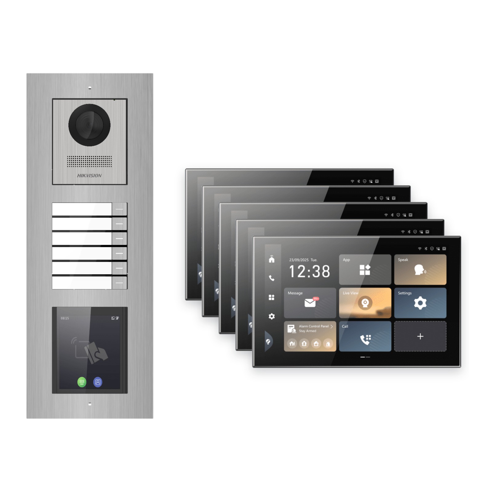 Hikvision PoE Video-Türsprechanlage 5-Familienhaus – Komplett-Set mit Touch-Display, DS-KH9570-WTE1/S, Unterputz Hikvision PoE Video-Türsprechanlage 5-Familienhaus – Komplett-Set mit Touch-Display, DS-KH9570-WTE1/S, Unterputz – Türstation und Innenstation