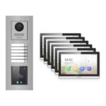 Hikvision PoE Video-Türsprechanlage 6-Familienhaus – Komplett-Set mit Touch-Display, DS-KH6350-WTE1, Unterputz – Türstation und Innenstation