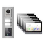 Hikvision PoE Video-Türsprechanlage 6-Familienhaus – Komplett-Set mit Touch-Display, DS-KH8381-WTE1, Unterputz – Türstation und Innenstation