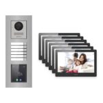 Hikvision PoE Video-Türsprechanlage 6-Familienhaus – Komplett-Set mit Touch-Display, DS-KH8520-WTE1, Unterputz – Türstation und Innenstation