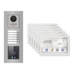 Hikvision PoE Video-Türsprechanlage 6-Familienhaus – Komplett-Set mit Touch-Display, DS-KH9510-WTE1(B), Unterputz – Türstation und Innenstation